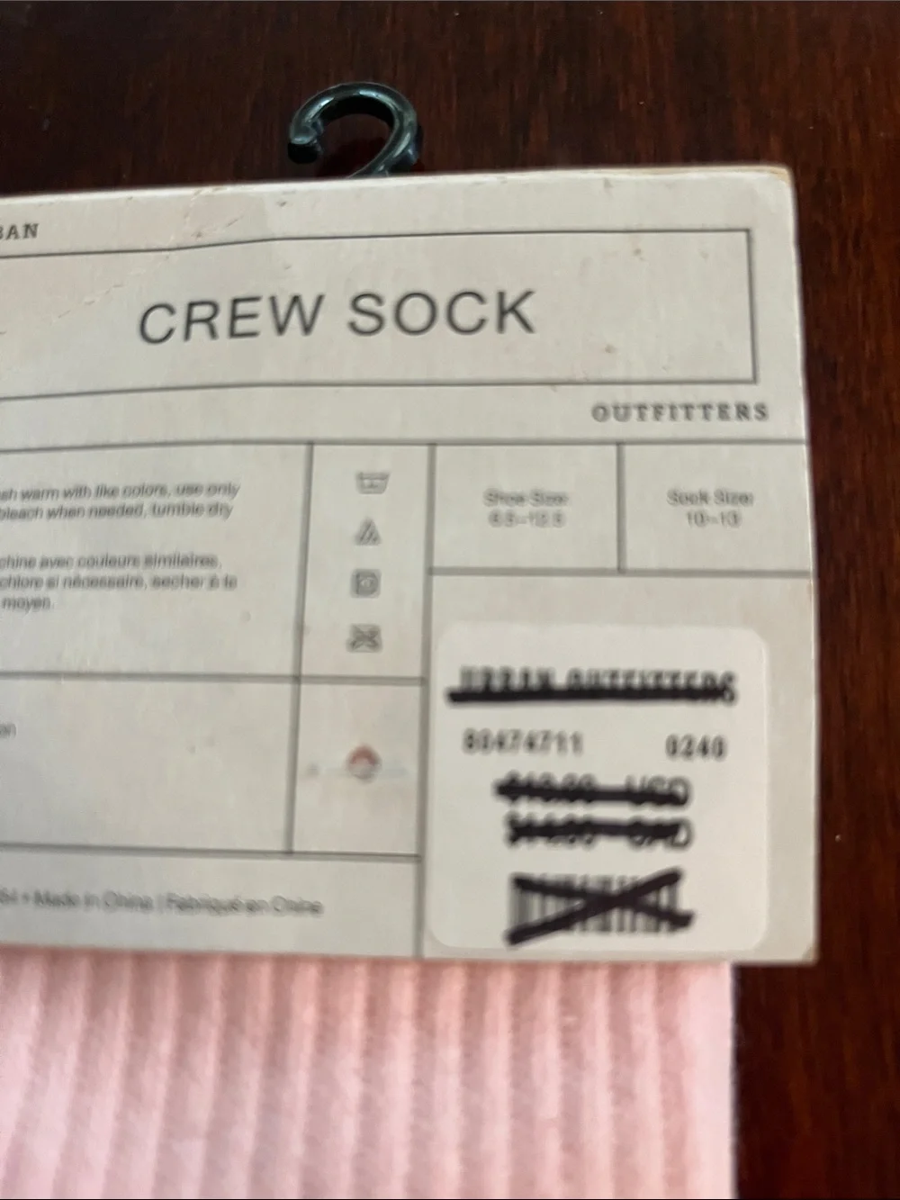Urban Outfitters Pink Crew Socks with Blue Peace Sign